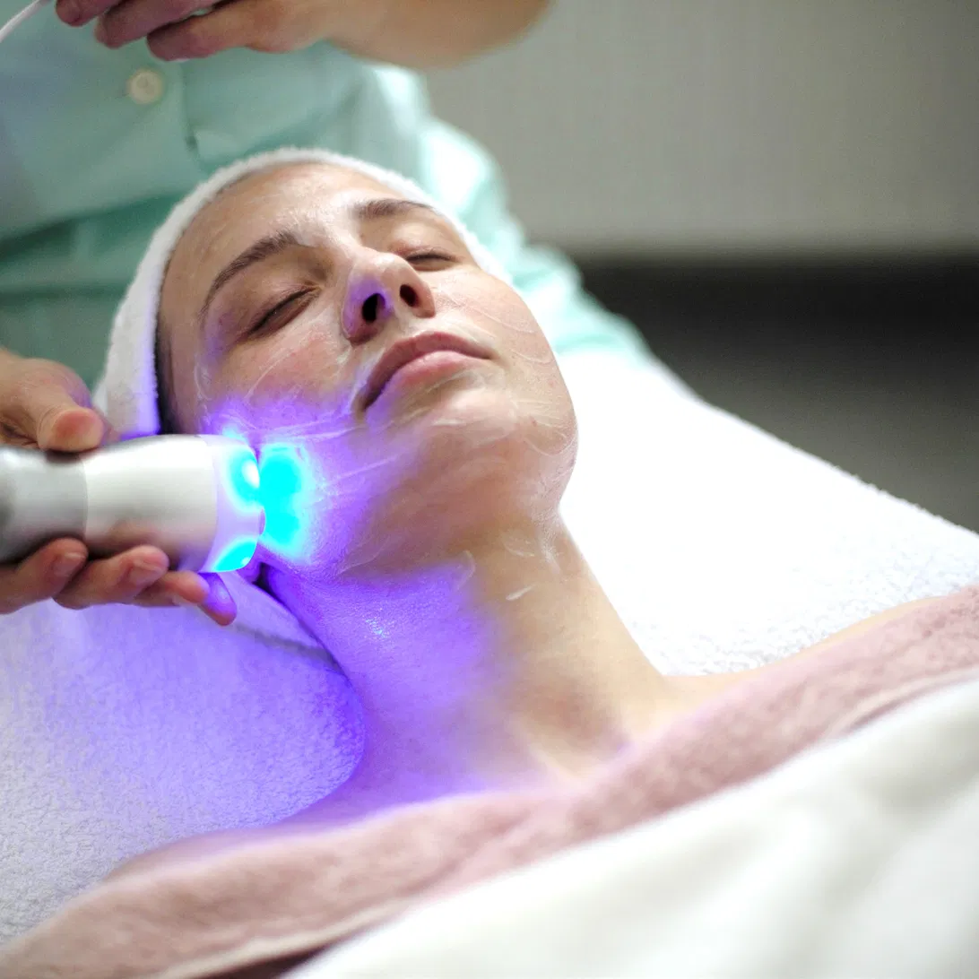 DiamondGlow handpiece exfoliating and infusing serum during a facial in Berwyn